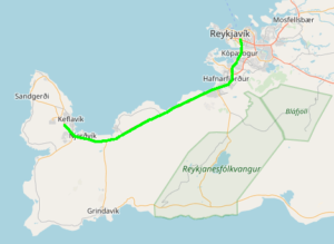 Map showing keflavik in relation to Reykjavik