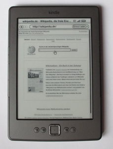 Amazon Kindle, displaying Wikipedia