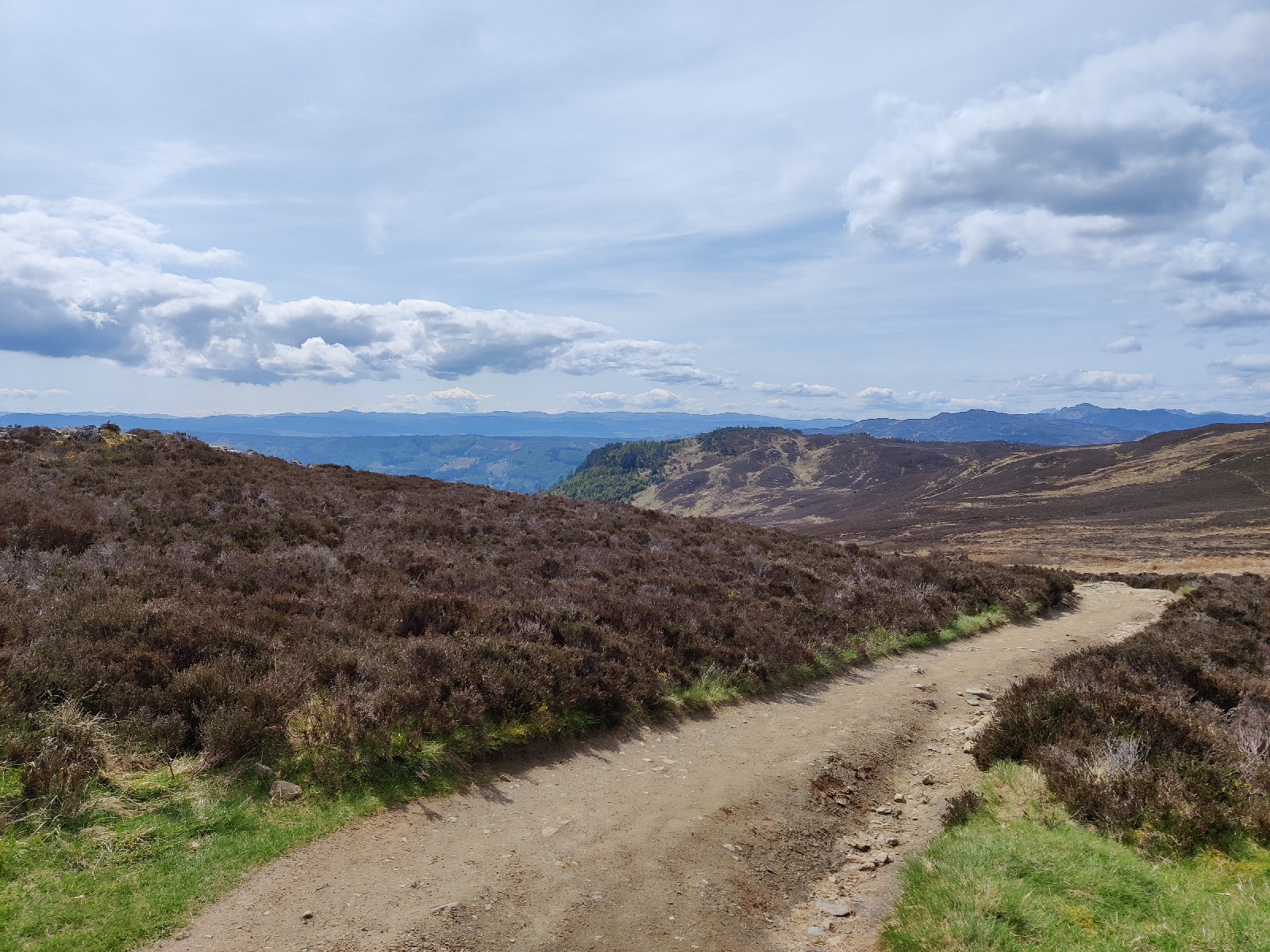 Open heathland, with mountains on the horizon