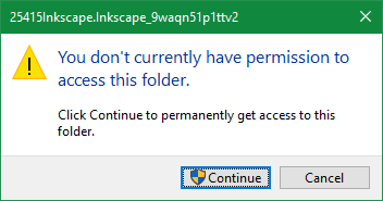 screenshot of a windows prompt asking for permission to view a folder with an incomprehensible name